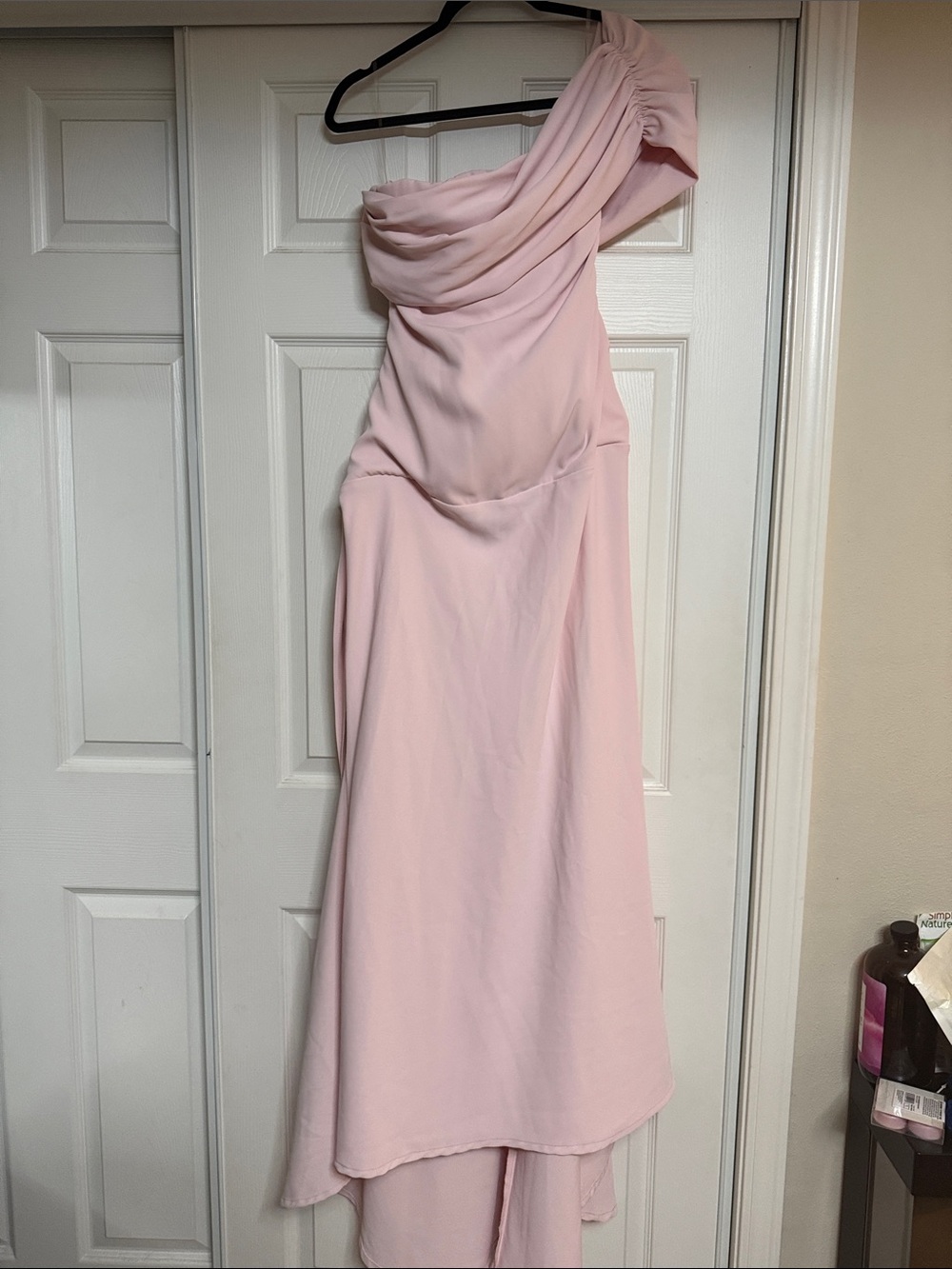 Elegant One-Shoulder Pink Evening Dress